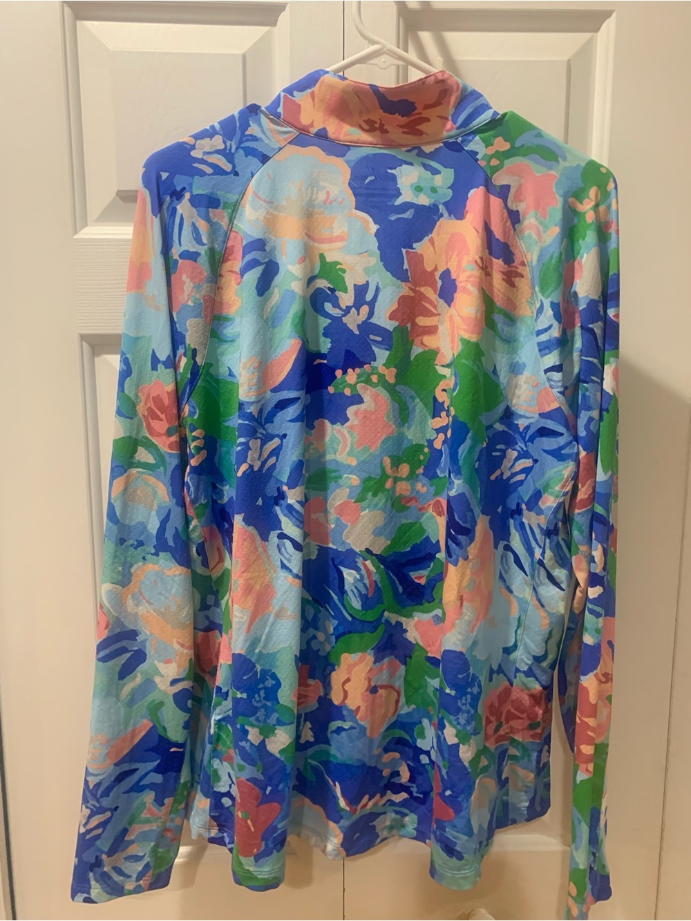 Walter Hagen P11 UV Protection Quarter Zip Blue Gouache Floral XXL NWOT - Picture 3 of 6